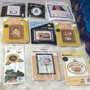 Vintage 9 unused cross stitch kits various designs